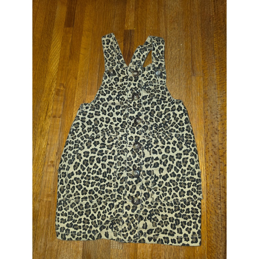 Wonder Nation Toddler Girls Leopard Print Button Front Jumper Dress 2T